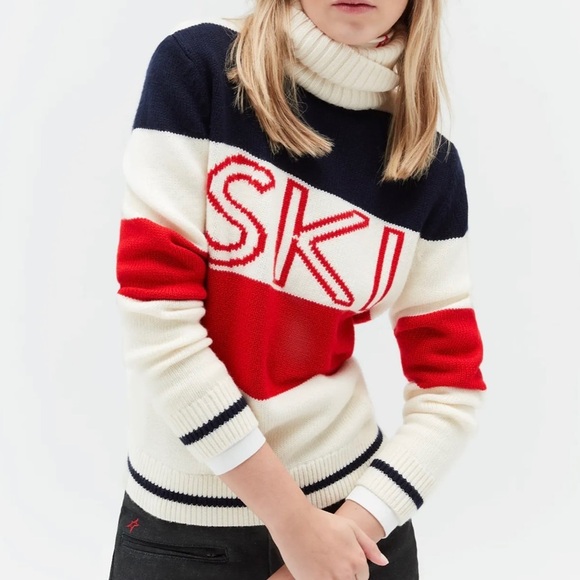 NWT Perfect moment frostine ski sweater in red/Snow White/navy - Picture 1 of 11